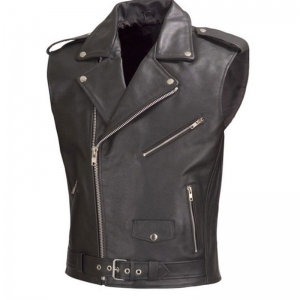 Men Motorbike Leather Vest