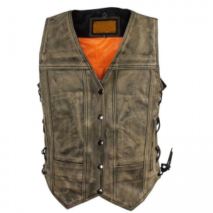 Women Motorbike Leather Vest
