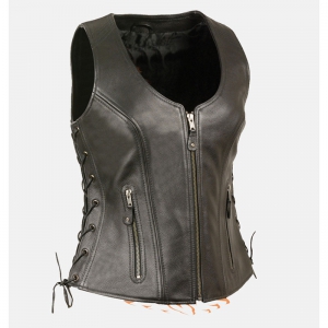 Women Motorbike Leather Vest